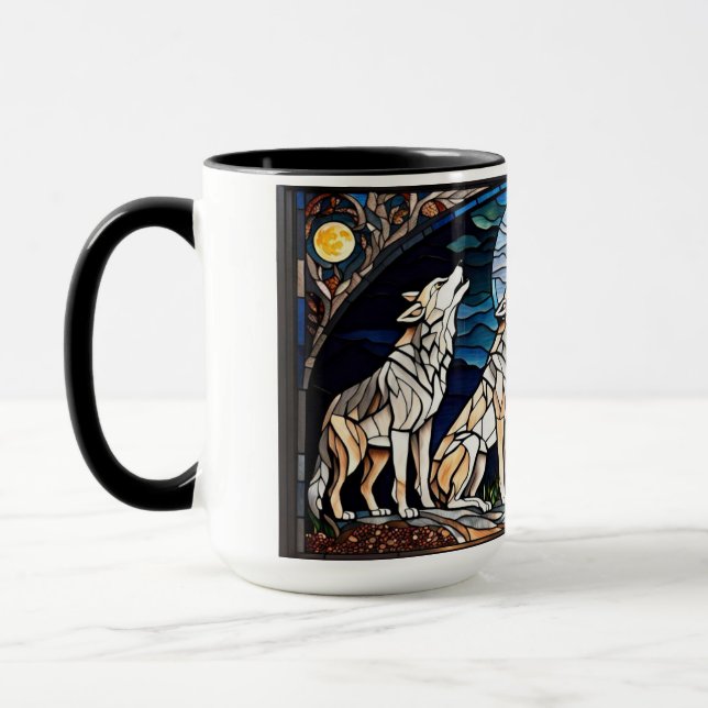 Mug Une famille de loups hurlant sur la lune (Gauche)