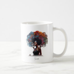 Mug Une femme afro-américaine aux cheveux arborés