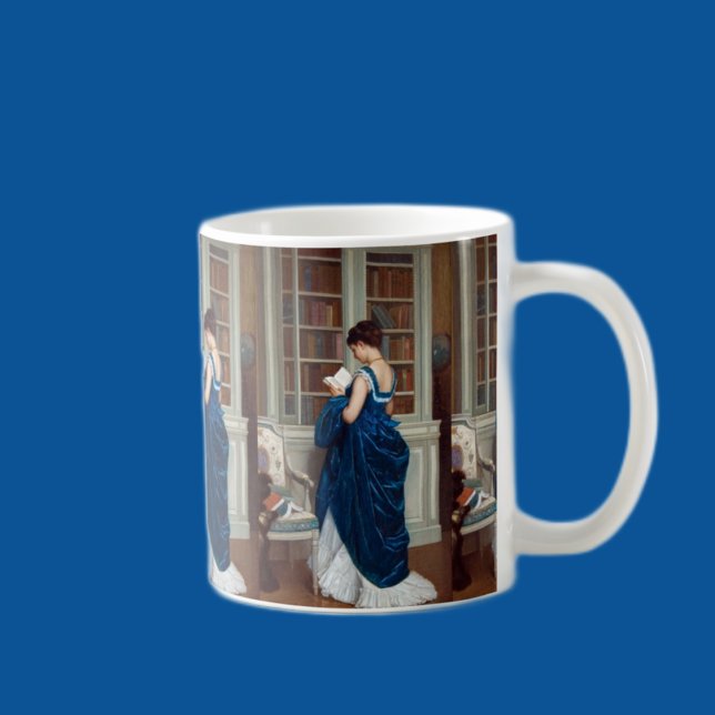 Mug Une femme en bleu, lisant un livre (Créateur téléchargé)