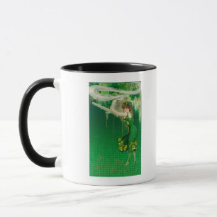 Mug Une femme en vert tenant une scène de tuyau