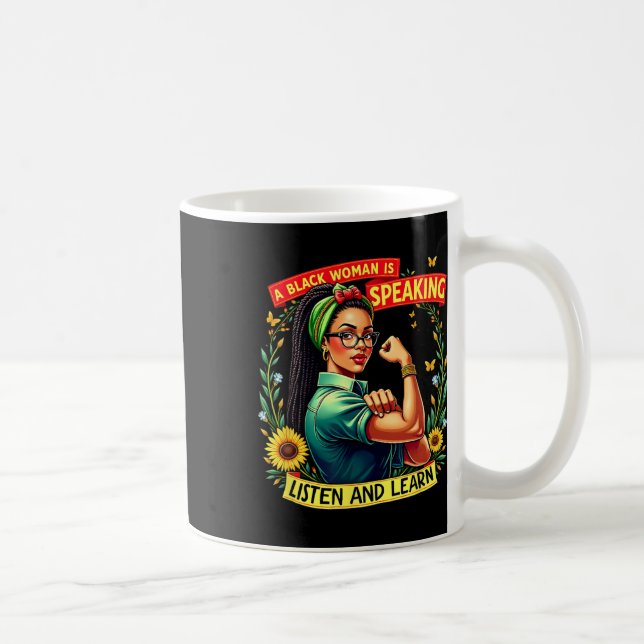 Mug Une Femme Noire Parle Écouter Histoire Noire Lun (Droite)
