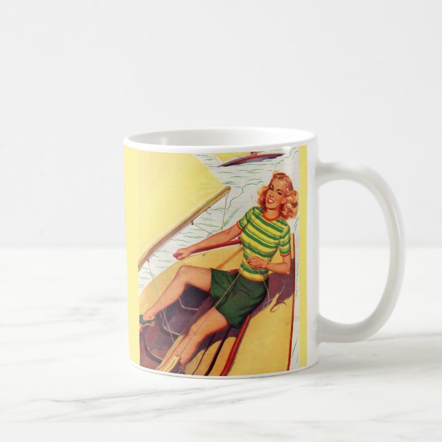 Mug Une fille des années 1940 sur un bateau (Droite)