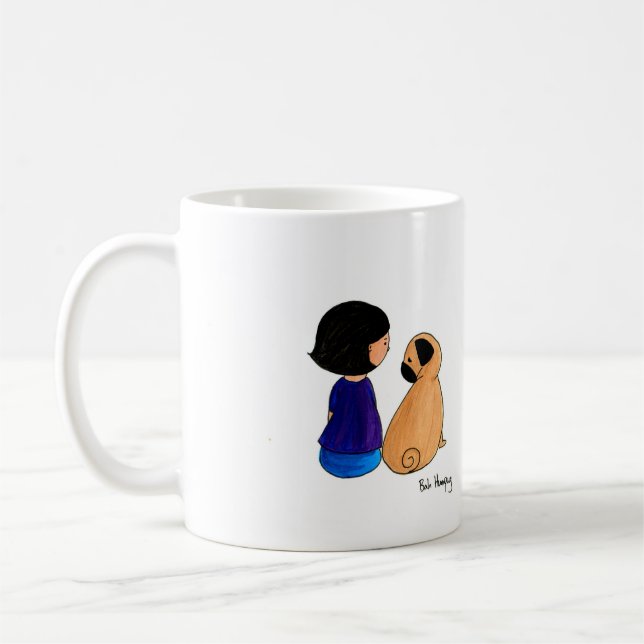 Mug Une fille et son carlin (Gauche)