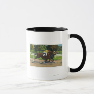 Mug Une finition étroite à la voie de course, chevaux