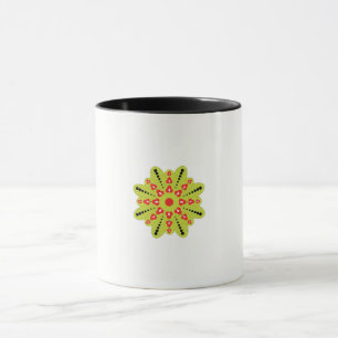 Mug une fleur verte et rouge aux points noirs
