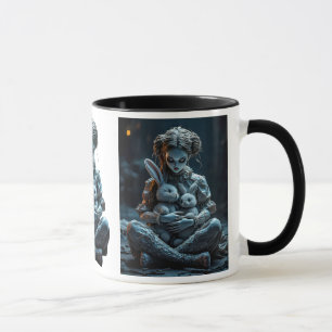 Mug Une jeune fille câline ses doux lapins.