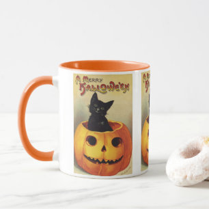 Mug Une joyeuse Halloween par Ellen Clapsaddle, Chat V