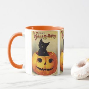 Mug Une joyeuse Halloween par Ellen Clapsaddle, Chat V