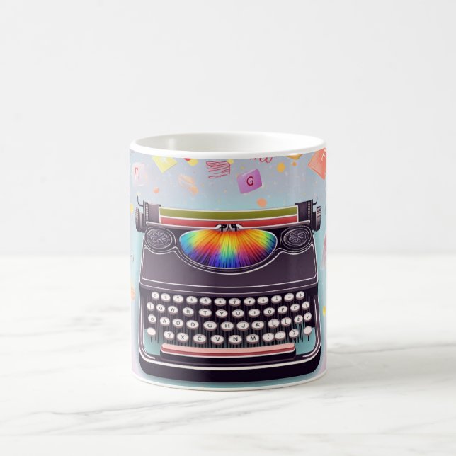 Mug Une machine à écrire de style rétro au centre, ave (Centre)