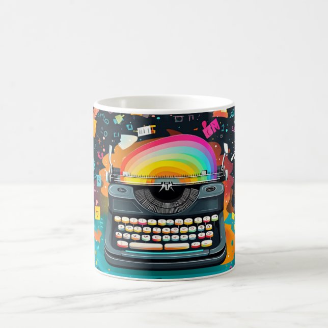 Mug Une machine à écrire de style rétro au centre, ave (Centre)