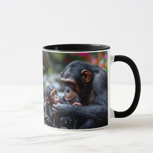 Mug Une maman chimpanzé réconforte son bébé. (Droite)