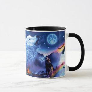 Mug Une meute de loups dans une nuit sombre