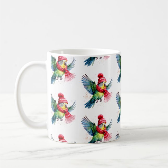 Mug Une mignonne perruque dans un Casquette d'hiver et (Gauche)