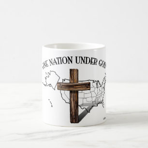 Mug Une nation sous Dieu avec le contour des États-Uni