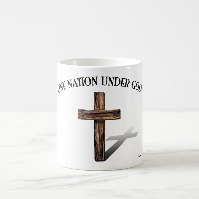 Mug Une nation sous Dieu avec une croix robuste (Centre)