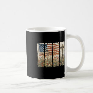 Mug Une nation sous Dieu Usa Drapeau Croix Floral Chri