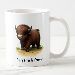 Mug Une peinture numérique d'un mignon bison américain