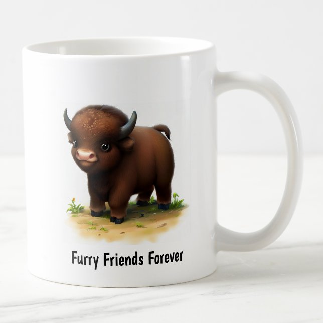 Mug Une peinture numérique d'un mignon bison américain (Créateur téléchargé)