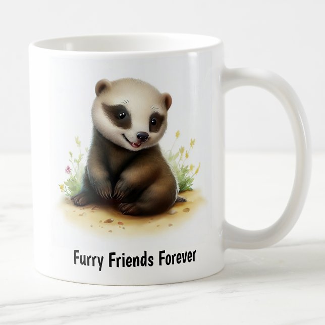 Mug Une peinture numérique d'un mignon blaireau de mie (Créateur téléchargé)