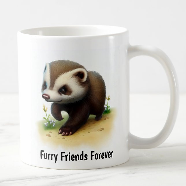 Mug Une peinture numérique d'un mignon blaireau de mie (Créateur téléchargé)