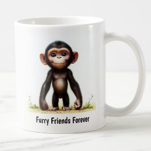 Mug Une peinture numérique d'un mignon chimpanzé