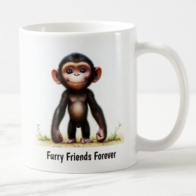 Mug Une peinture numérique d'un mignon chimpanzé (Créateur téléchargé)