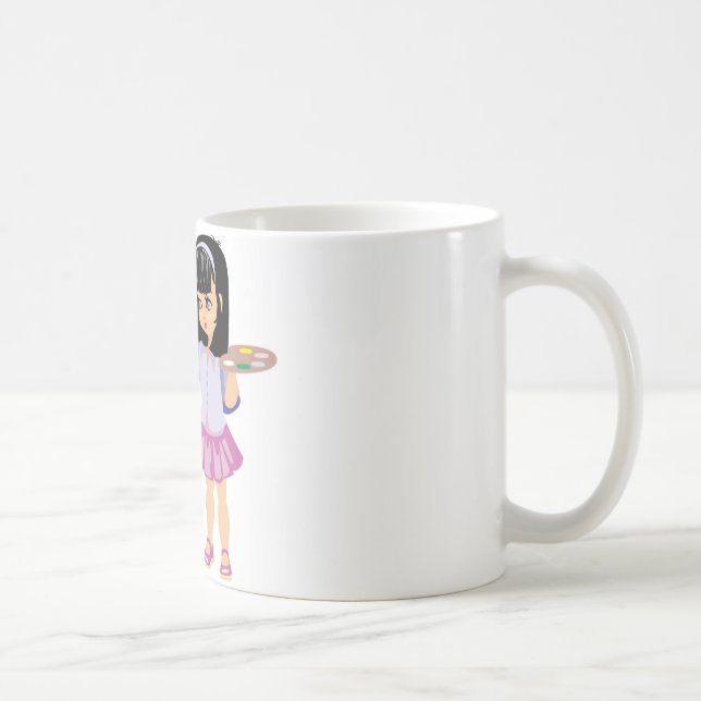 Mug Une petite fille avec une palette de peinture (Droite)