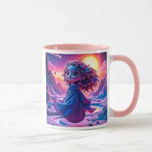 Mug Une petite fille flotte dans l'espace.