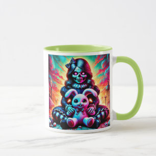 Mug Une poupée maléfique et son lapin préféré.