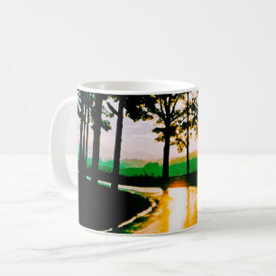 MUG UNE ROUTE SOLEILLÉE DE FORÊT ART DE COULEUR D'EAU