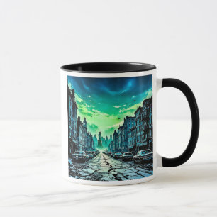 Mug Une rue urbaine sous un ciel menaçant.