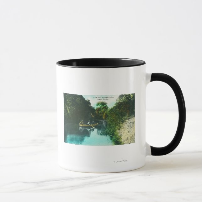 Mug Une scène de ruisseau avec famille en canot (Droite)