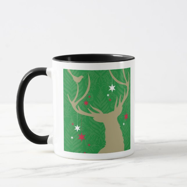 Mug Une silhouette d'un cerf commun avec des étoiles (Gauche)