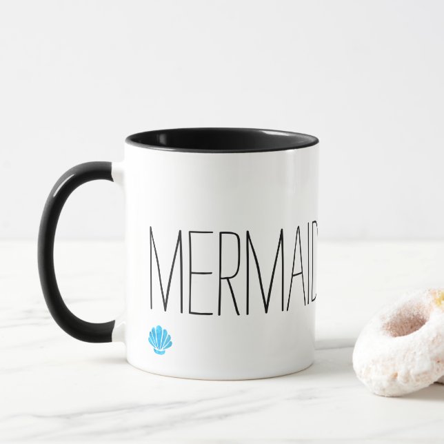 Mug Une sirène au coeur avec une coquille bleue (Avec donut)