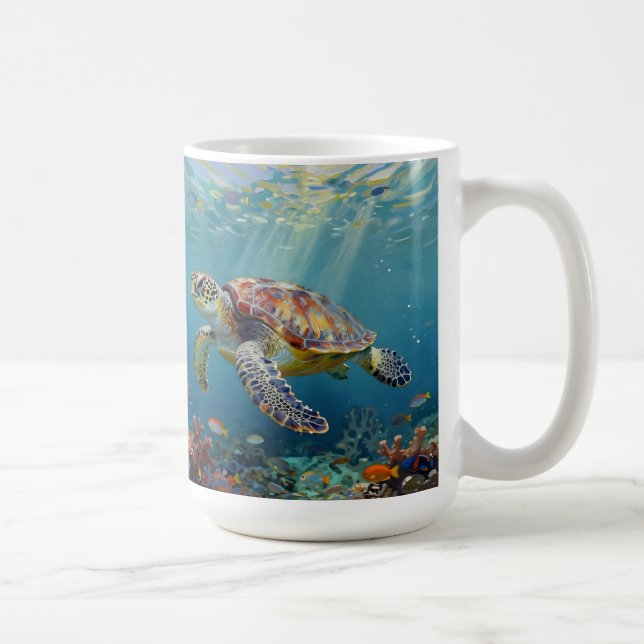 Mug Une Tortue de Mer et des Rayons de Soleil dans l'O (Droite)