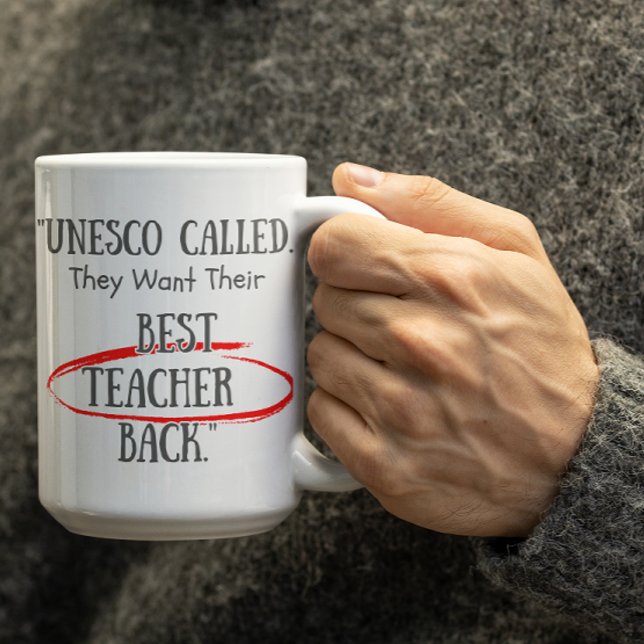 Mug UNESCO personnalisable demandant leurs meilleurs e (Créateur téléchargé)