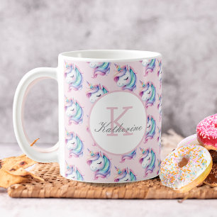 Mug Unicorn Cute Watercolor Motif Nom personnalisé