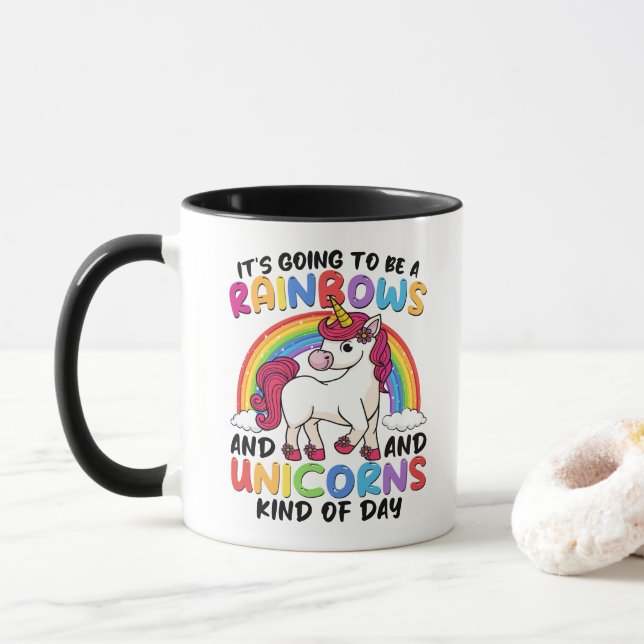 Mug Unicorn Cute Whimsical Funny Rainbows Et Unicorns (Avec donut)