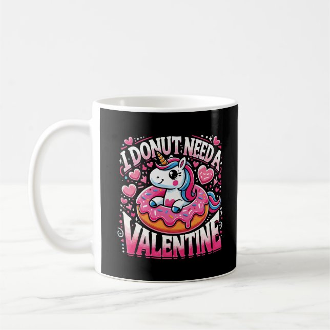 Mug Unicorn Donut Besoin Valentine Funny Anti-Valentin (Gauche)