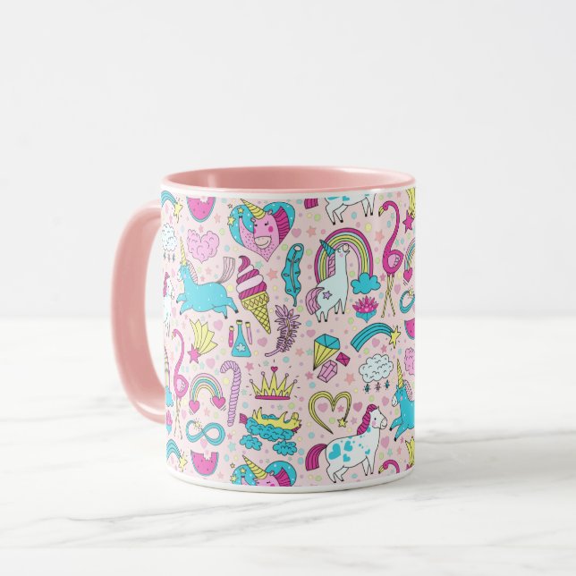 Mug Unicorn Doodle Motif (Devant gauche)