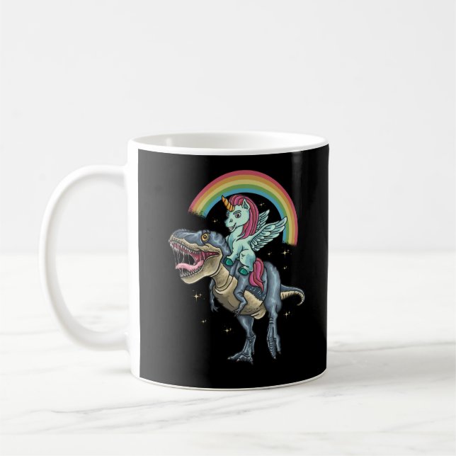 Mug Unicorn équitation T rex Dinosaur (Gauche)