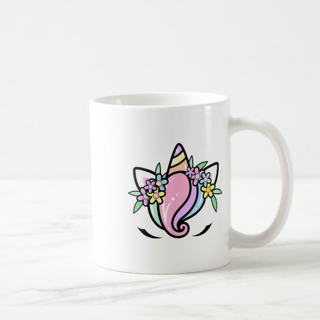 Mug Unicorn Face Jolie Eyelashes Dimanche Fleurs de Pâ (Droite)