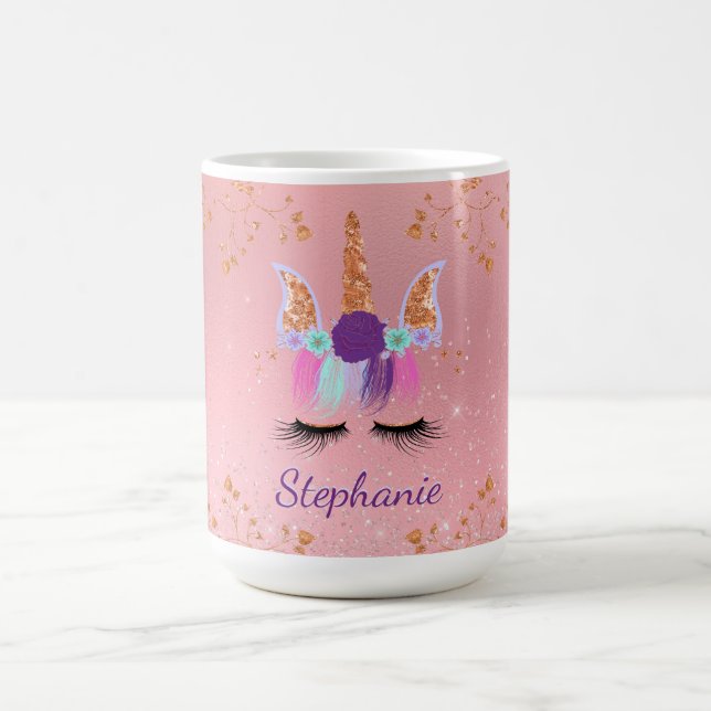 Mug Unicorn Girl Blush Parties scintillant rose Rose o (Centre)