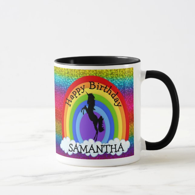 Mug Unicorn mignon joyeux anniversaire Rainbow Parties (Droite)