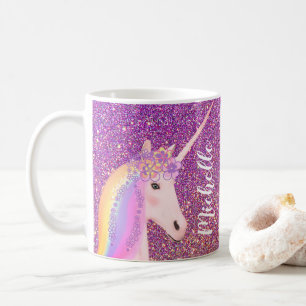Mug Unicorn Rainbow Gold Parties scintillant Ombre per