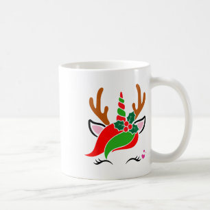 Mug Unicorn Reindeer Face Joli Noël Drôle