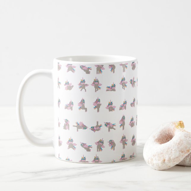 Mug Unicorn Yoga Poses Design Motif (Avec donut)