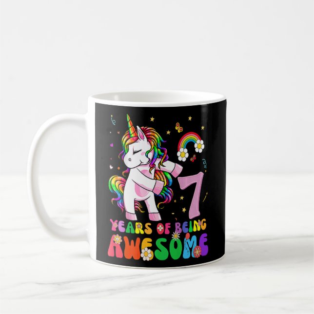 Mug Unicorne 7e anniversaire 7 ans fille princesse P (Gauche)