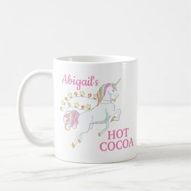 Mug Unicorne blanche rose cacao chaud (Gauche)