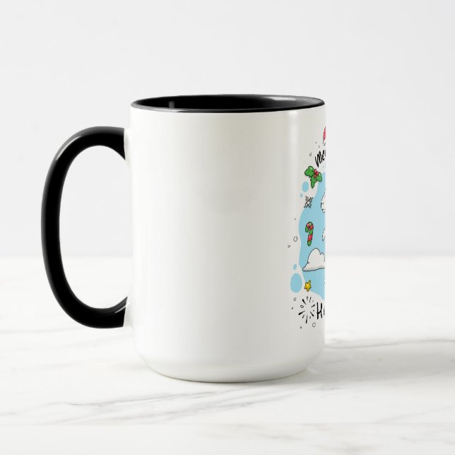Mug Unicorne bleue pour enfants Joyeuses fêtes (Gauche)